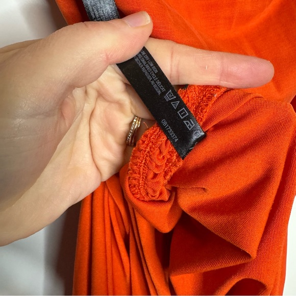 Anthropologie The Gabbie Strapless Ruched Tube Dress Red Orange Size Small - Picture 7 of 8